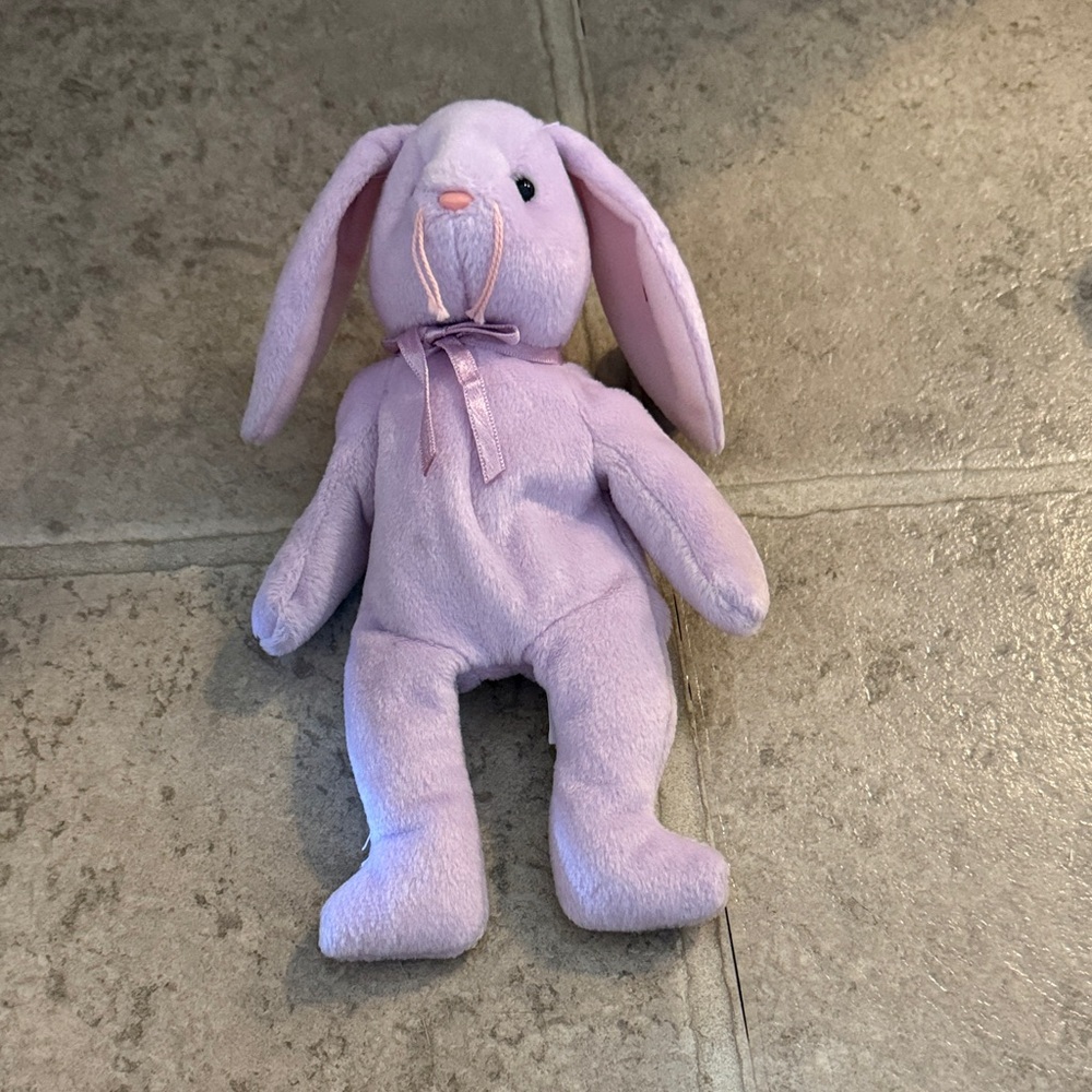 NWT Ty Beanie Baby “Floppity” Purple Plush Bunny